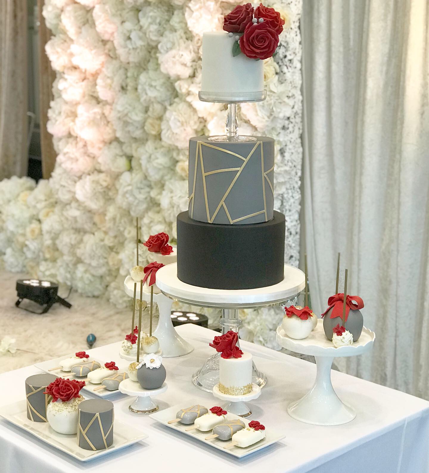 Grey Wedding Cake in the Vale Hotel, Cardiff